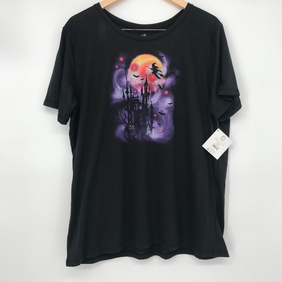 Way To Celebrate Women Spooky Halloween Haunted House Graphic Tee Black 3XL (22) - Picture 1 of 9